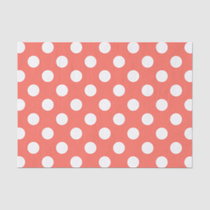 Weiße Polka-Punkte auf lebende Korallen Seidenpapier