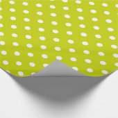 Weiße Polka-Punkte auf Limonem Grün Geschenkpapier (Ecke)