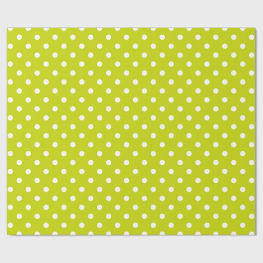 Weiße Polka-Punkte auf Limonem Grün Geschenkpapier (Flach)