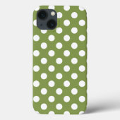 Weiße Polka Punkte auf olivengrün Case-Mate iPhone Case-Mate iPhone Hülle (Rückseite)