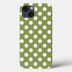 Weiße Polka Punkte auf olivengrün Case-Mate iPhone Hülle
