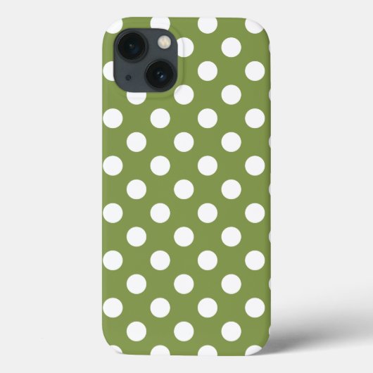 Weiße Polka Punkte auf olivengrün Case-Mate iPhone Hülle (Rückseite)