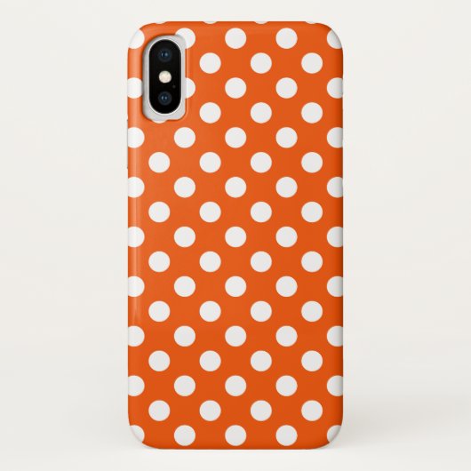 Weiße Polka-Punkte auf Orange Case-Mate iPhone Hülle (Rückseite)