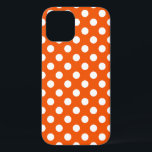 Weiße Polka-Punkte auf Orange iPhone 12 Hülle<br><div class="desc">Weiße Polka-Punkte auf Orange</div>
