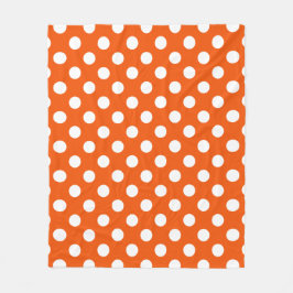 Weiße Polka-Punkte auf Orange Fleecedecke