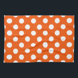 Weiße Polka-Punkte auf Orange Geschirrtuch<br><div class="desc">Weiße Polka-Punkte auf Orange</div>