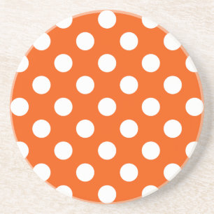 Weiße Polka-Punkte auf Orange Getränkeuntersetzer