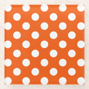 Weiße Polka-Punkte auf Orange Glasuntersetzer