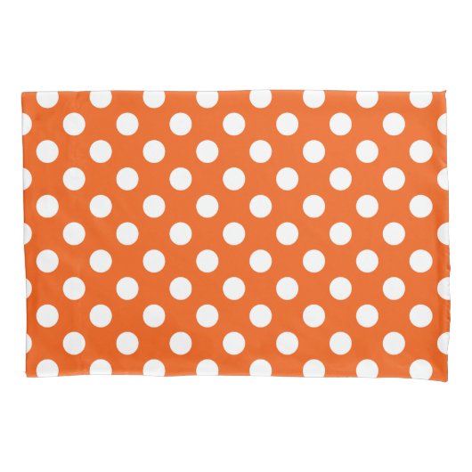 Weiße Polka-Punkte auf Orange Kissenbezug (Vorderseite)