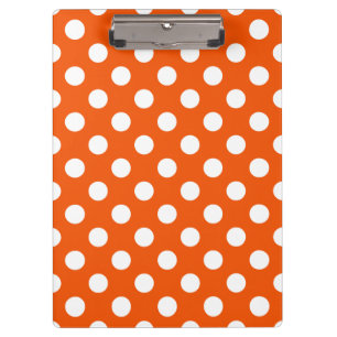 Weiße Polka-Punkte auf Orange Klemmbrett