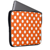 Weiße Polka-Punkte auf Orange Laptopschutzhülle (Vorne Rechts)