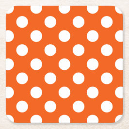 Weiße Polka-Punkte auf Orange Rechteckiger Pappuntersetzer