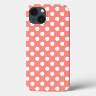 Weiße Polka Punkte auf Pfirsichgehäuse Case-Mate i iPhone Hülle