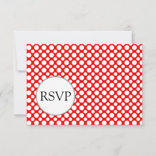 Weiße Polka-Punkte auf Red Editable RSVP-Karten RSVP Karte (Vorderseite)