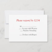Weiße Polka-Punkte auf Red Editable RSVP-Karten RSVP Karte (Rückseite)