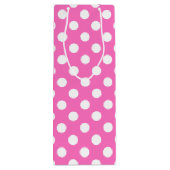 Weiße Polka-Punkte auf rosa Geschenktüte Für Weinflaschen (Rückseite)