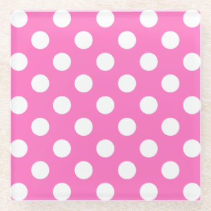 Weiße Polka-Punkte auf rosa Glasuntersetzer
