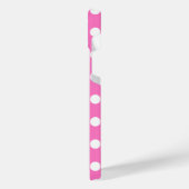 Weiße Polka-Punkte auf rosa iPhone Hülle (Linke Seite)