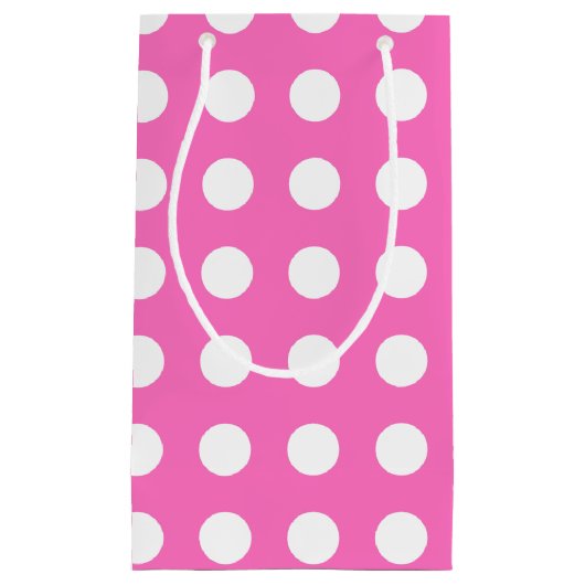 Weiße Polka-Punkte auf rosa Kleine Geschenktüte (Vorderseite)