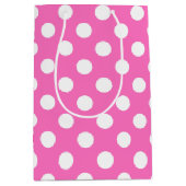 Weiße Polka-Punkte auf rosa Mittlere Geschenktüte (Vorderseite)