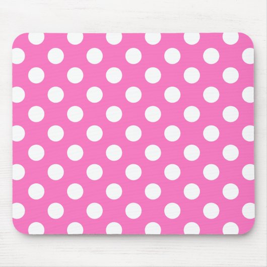 Weiße Polka-Punkte auf rosa Mousepad (Vorne)