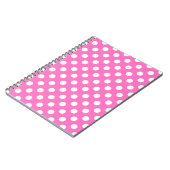 Weiße Polka-Punkte auf rosa Notizblock (Linke Seite)