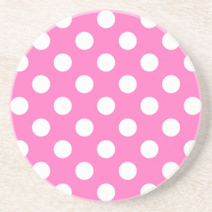 Weiße Polka-Punkte auf rosa Sandstein Untersetzer