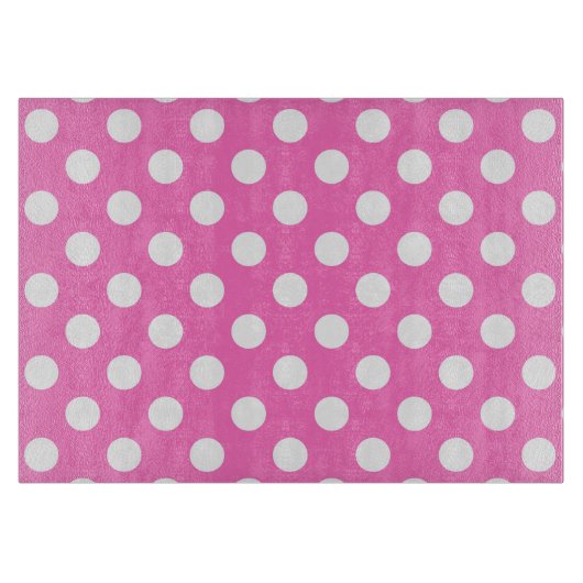 Weiße Polka-Punkte auf rosa Schneidebrett (Vorderseite)
