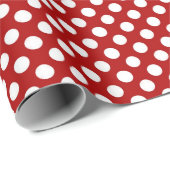 weiße Polka Punkte auf rot Geschenkpapier (Rolleneckpunkt)