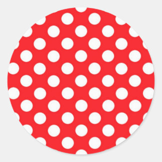 Weiße Polka Punkte auf rotem Hintergrund Runder Aufkleber