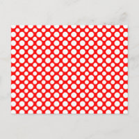 Weiße Polka-Punkte auf roter Postkarte