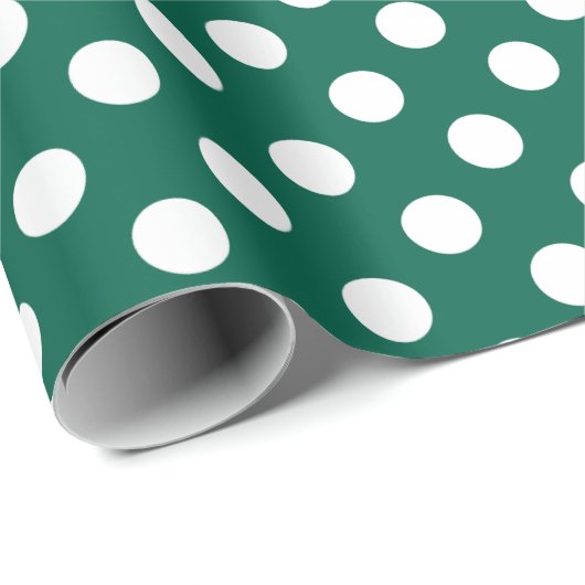 Weiße Polka-Punkte auf Salbei grün Geschenkpapier (Rolleneckpunkt)