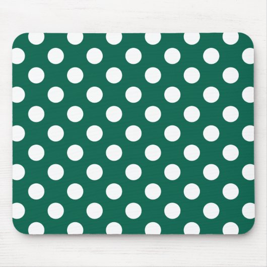 Weiße Polka-Punkte auf Salbei Mousepad (Vorne)
