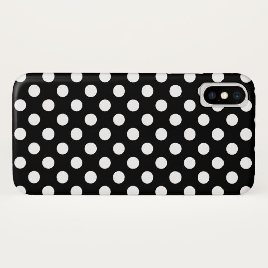 Weiße Polka Punkte auf schwarz Case-Mate iPhone Hülle (Rückseite (Horizontal))