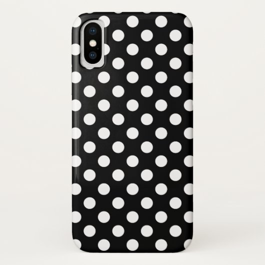 Weiße Polka Punkte auf schwarz Case-Mate iPhone Hülle (Rückseite)