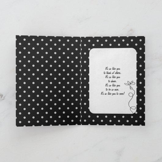 Weiße Polka Punkte auf schwarz danke (Innenseite)