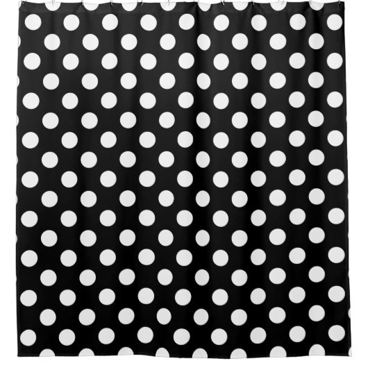 Weiße Polka Punkte auf schwarz Duschvorhang (Vorderseite)