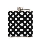 Weiße Polka Punkte auf schwarz Flachmann (Rückseite)
