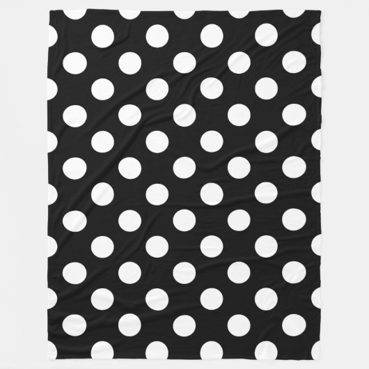 Weiße Polka Punkte auf schwarz Fleecedecke (Vorderseite)