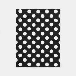 Weiße Polka Punkte auf schwarz Fleecedecke