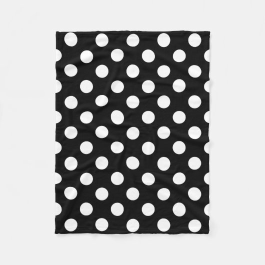 Weiße Polka Punkte auf schwarz Fleecedecke (Vorderseite)