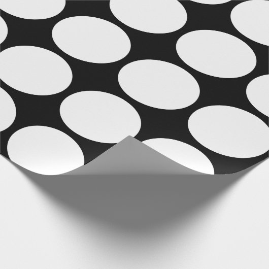 Weiße Polka-Punkte auf schwarz geometrischem Muste Geschenkpapier (Ecke)
