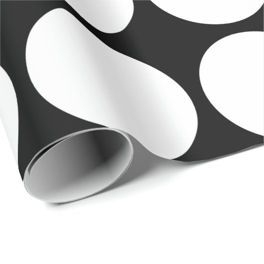Weiße Polka-Punkte auf schwarz geometrischem Muste Geschenkpapier (Rolleneckpunkt)