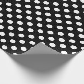 Weiße Polka Punkte auf schwarz Geschenkpapier (Ecke)
