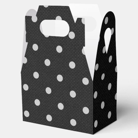 weiße Polka Punkte auf schwarz Geschenkschachtel (Geöffnet)