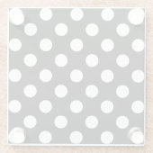 Weiße Polka Punkte auf schwarz Glasuntersetzer (Rückseite)