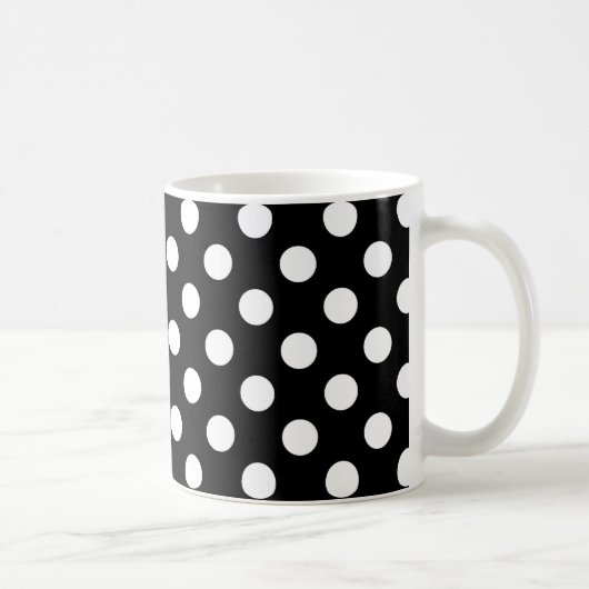 Weiße Polka Punkte auf schwarz Kaffeetasse (Rechts)