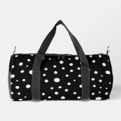 Weiße Polka-Punkte auf Schwarz Klein Duffle Bag (Rückseite)