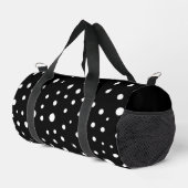 Weiße Polka-Punkte auf Schwarz Klein Duffle Bag (Rechte Ecke)