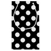 Weiße Polka Punkte auf schwarz Kleine Geschenktüte (Rückseite)